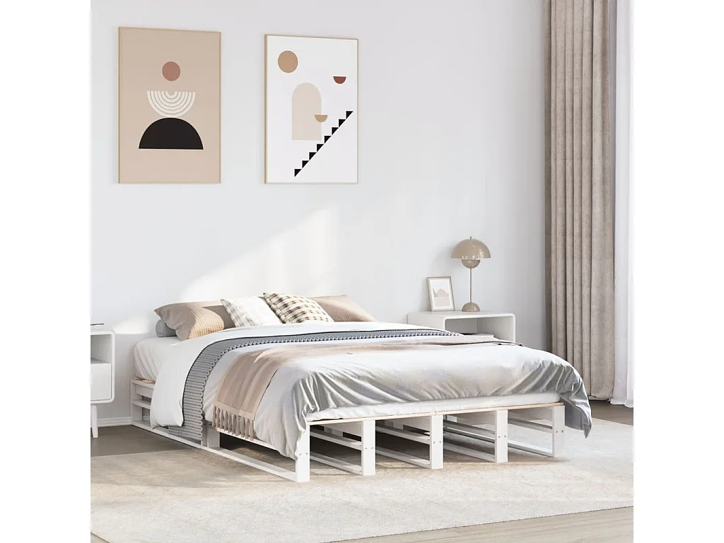 Bedframe zonder matras massief grenenhout wit 120x190 cm