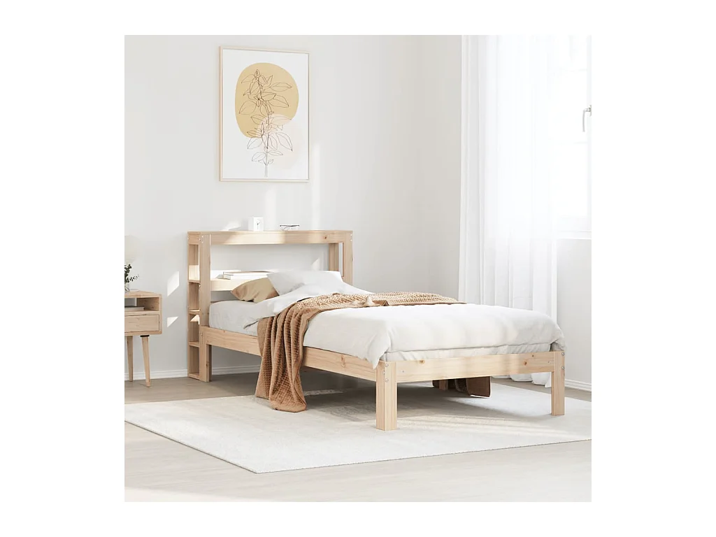 Giroletto con Testiera 90x200 cm in Legno Massello di Pino