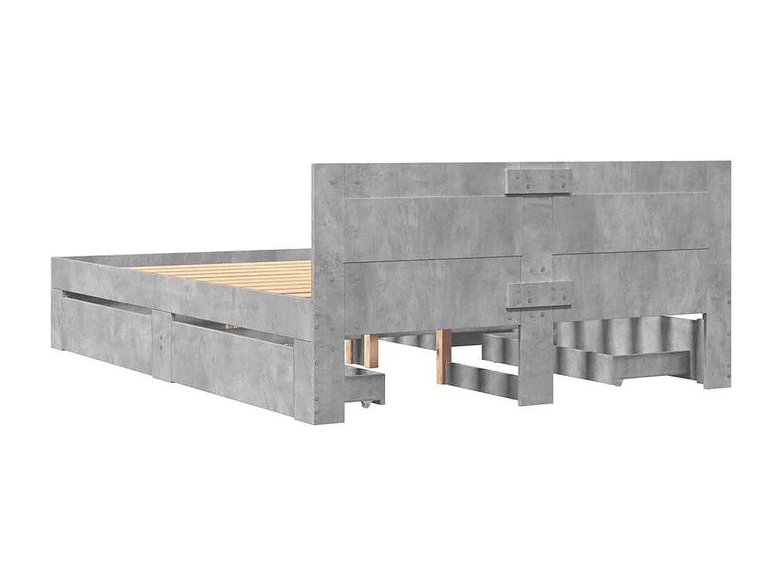Estrutura de cama c/ cabeceira derivados madeira cinza-cimento