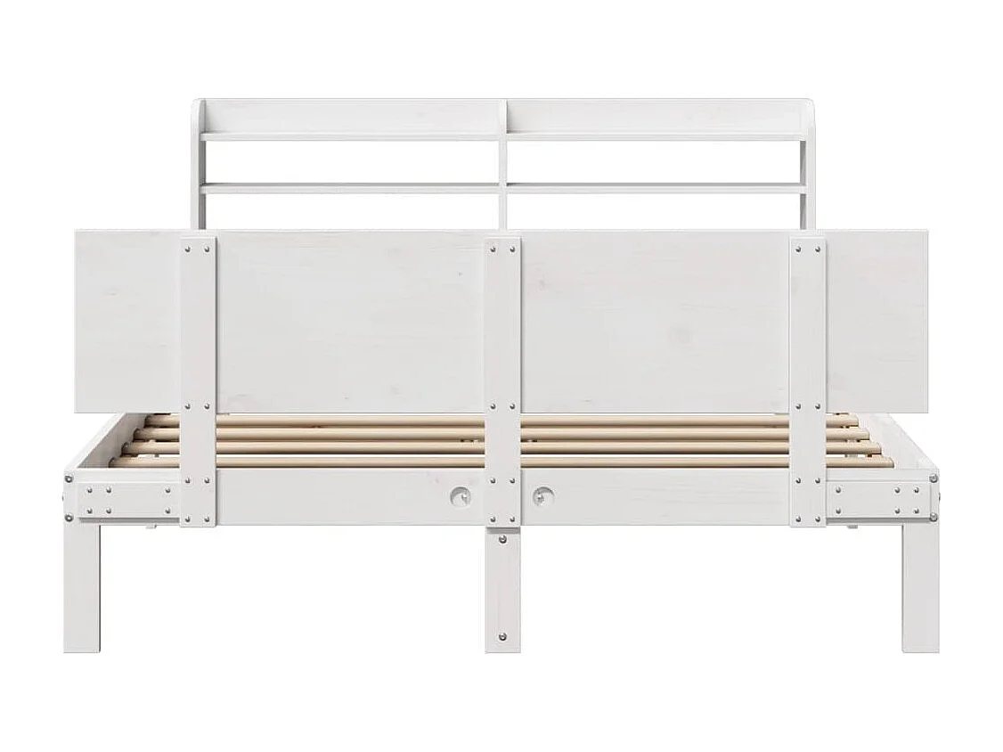 Giroletto con Testiera Bianco 150x200 cm Legno Massello di Pino