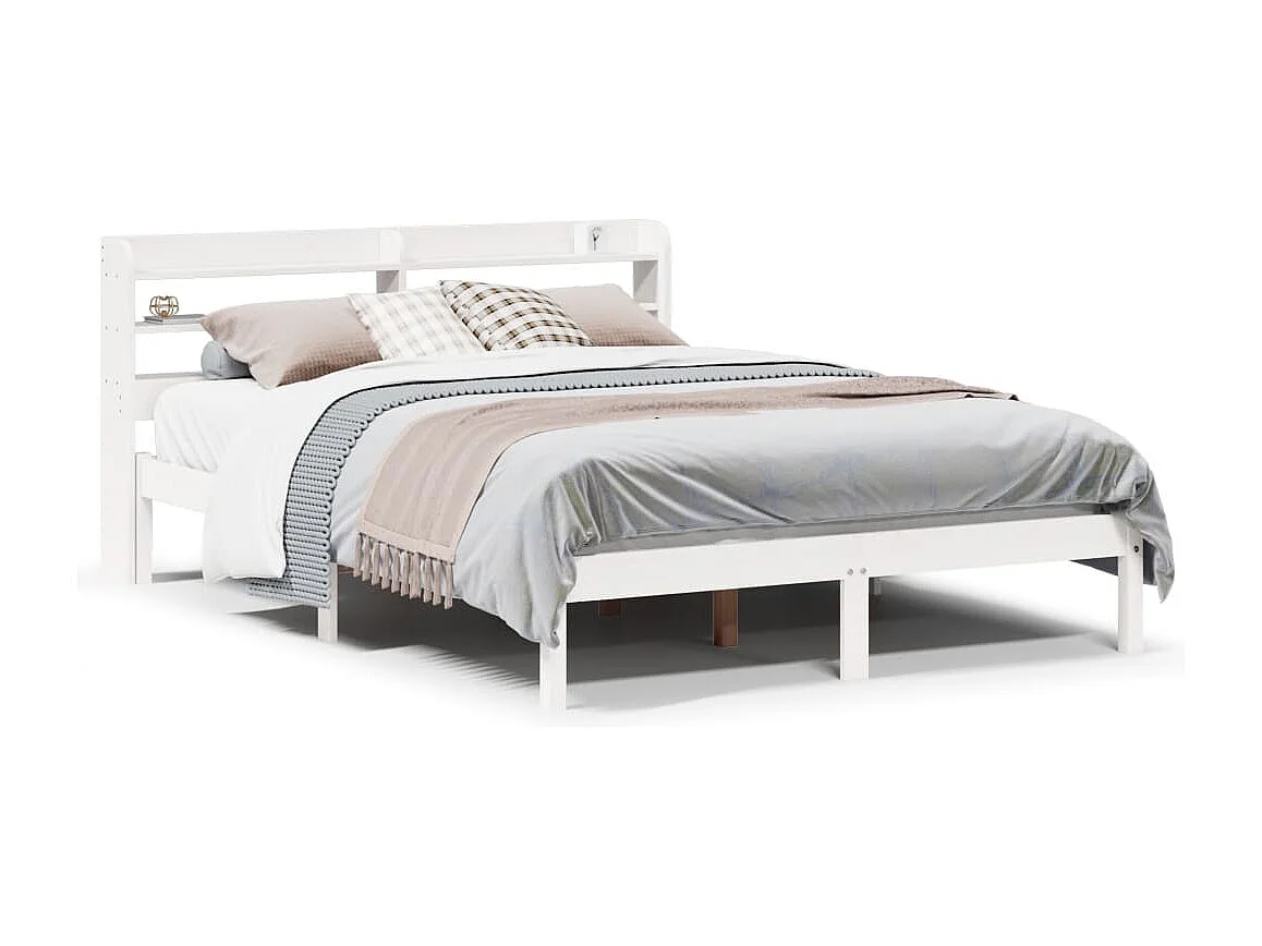 Cadre de lit sans matelas blanc 160x200 cm bois de pin massif