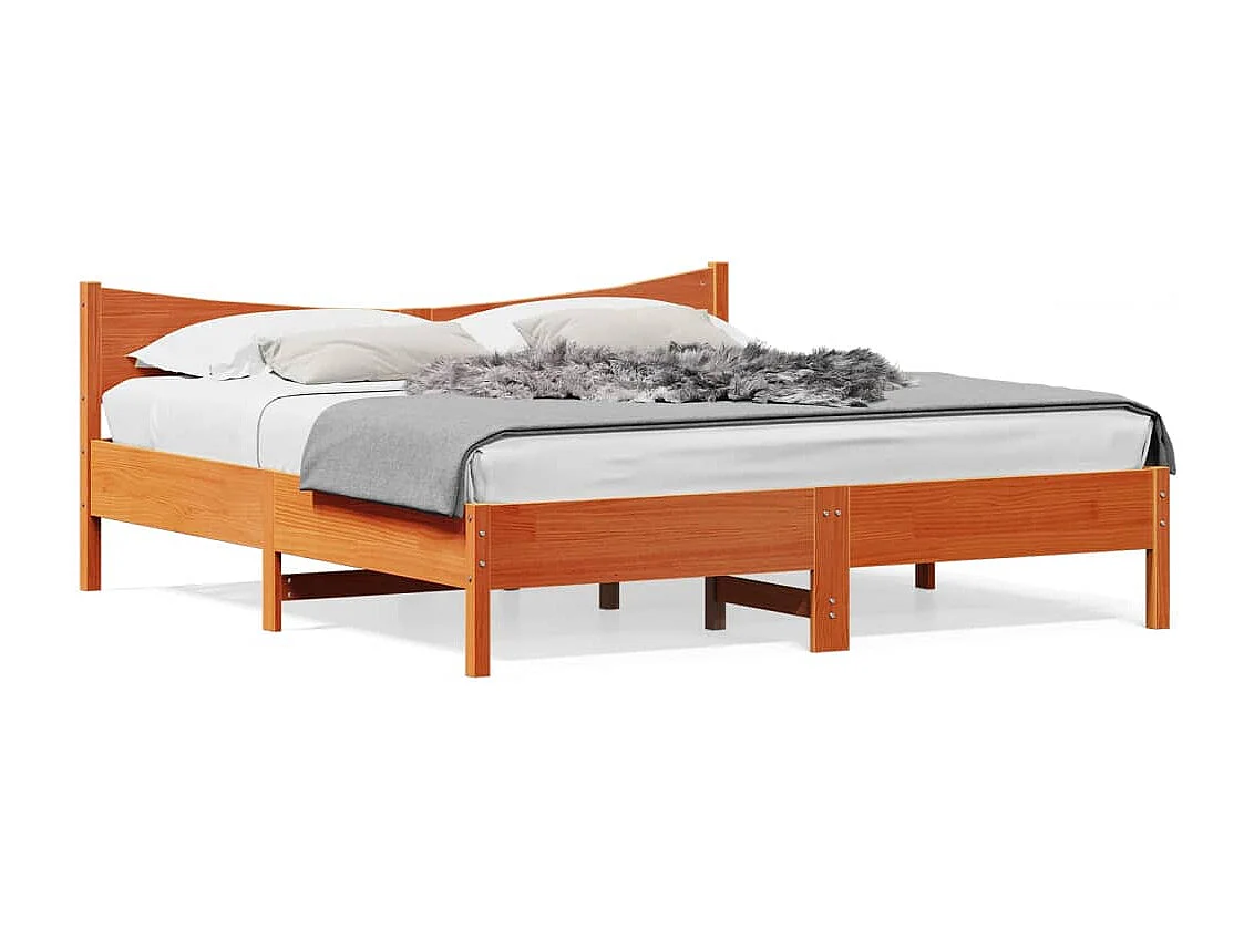 Giroletto senza Materasso Marrone Cera 200x200 cm Legno di Pino