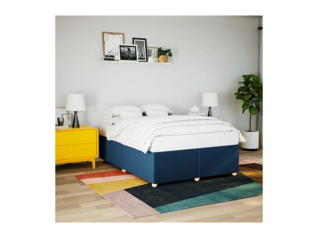 Bettgestell ohne Matratze Blau 160x200 cm Stoff