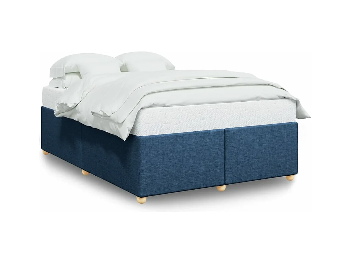 Cadre de lit sans matelas bleu 160x200 cm tissu