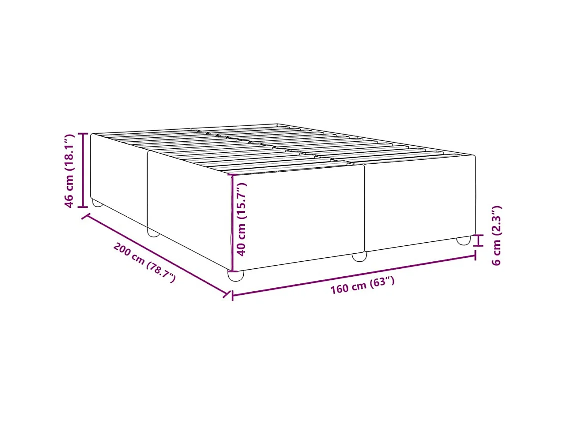 Cadre de lit sans matelas bleu 160x200 cm tissu