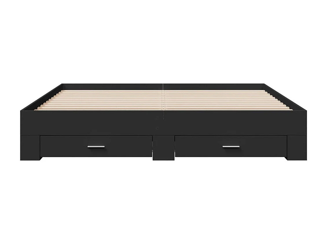 Estrutura de cama c/ gavetas 200x200 cm derivados madeira preto