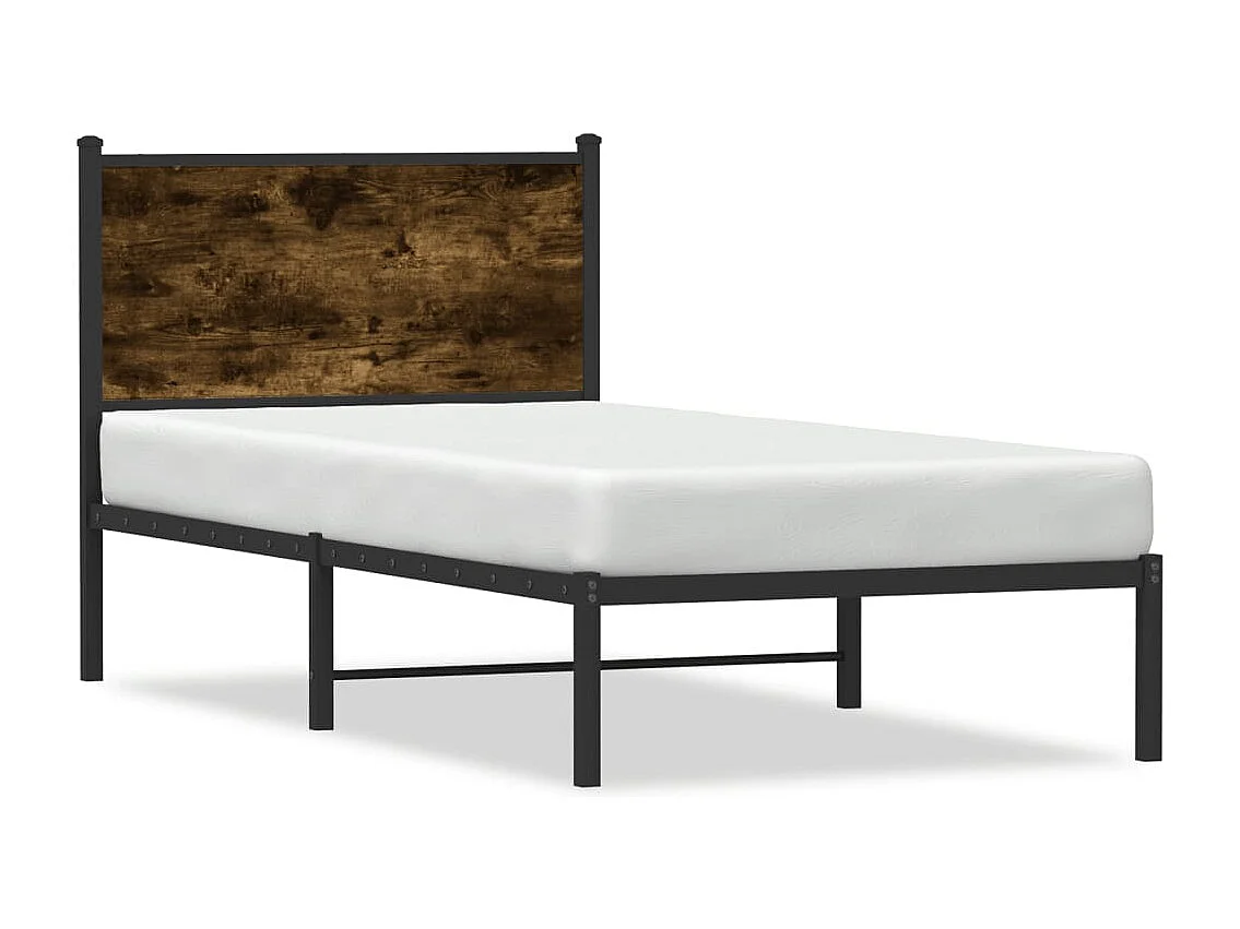 Cadre de lit en métal sans matelas chêne fumé 75x190 cm