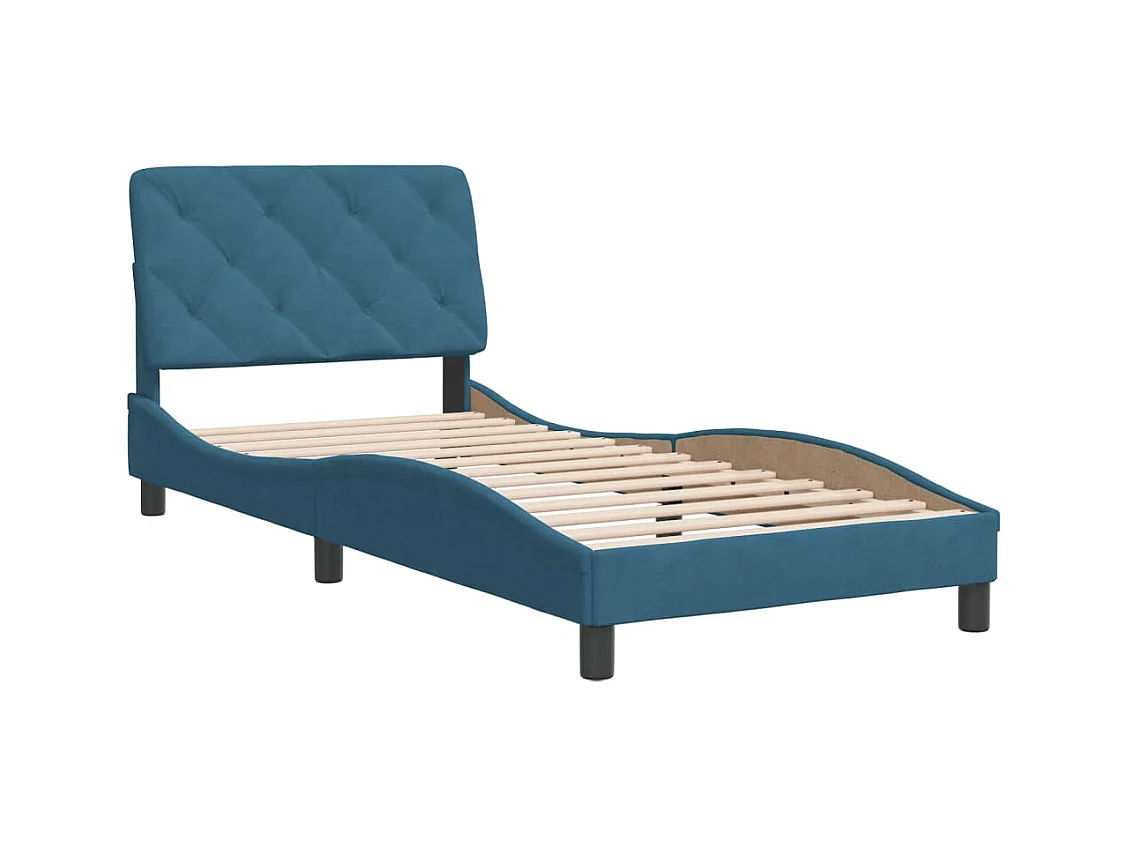 Giroletto con Testiera Blu 90x190 cm in Velluto