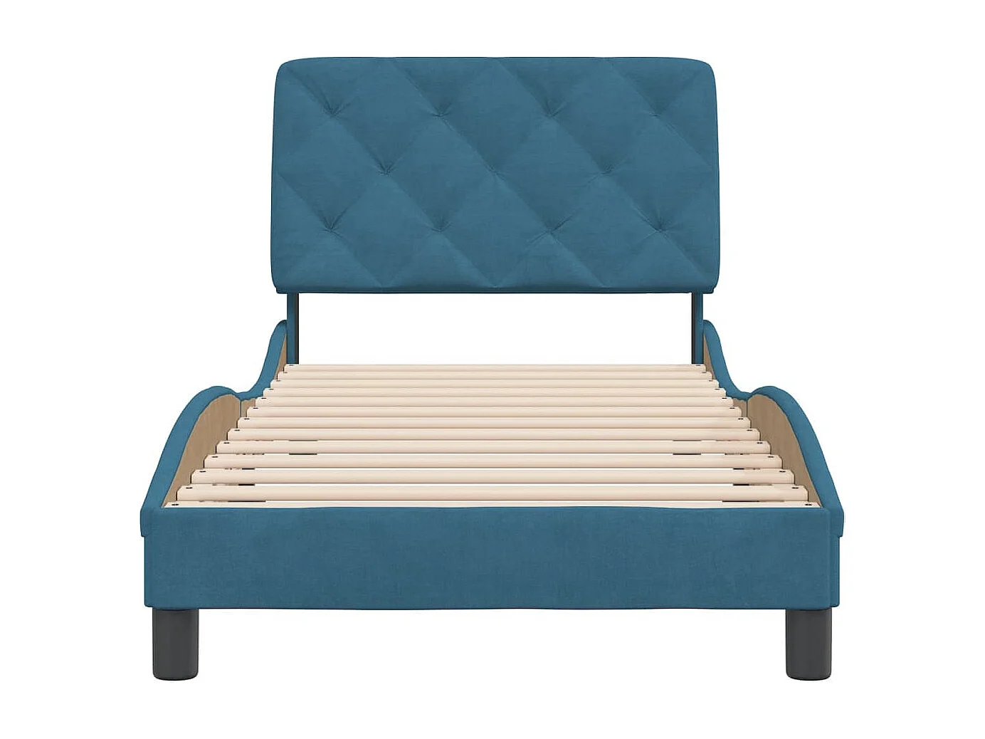 Bettgestell mit Kopfteil Blau 90x190 cm Samt