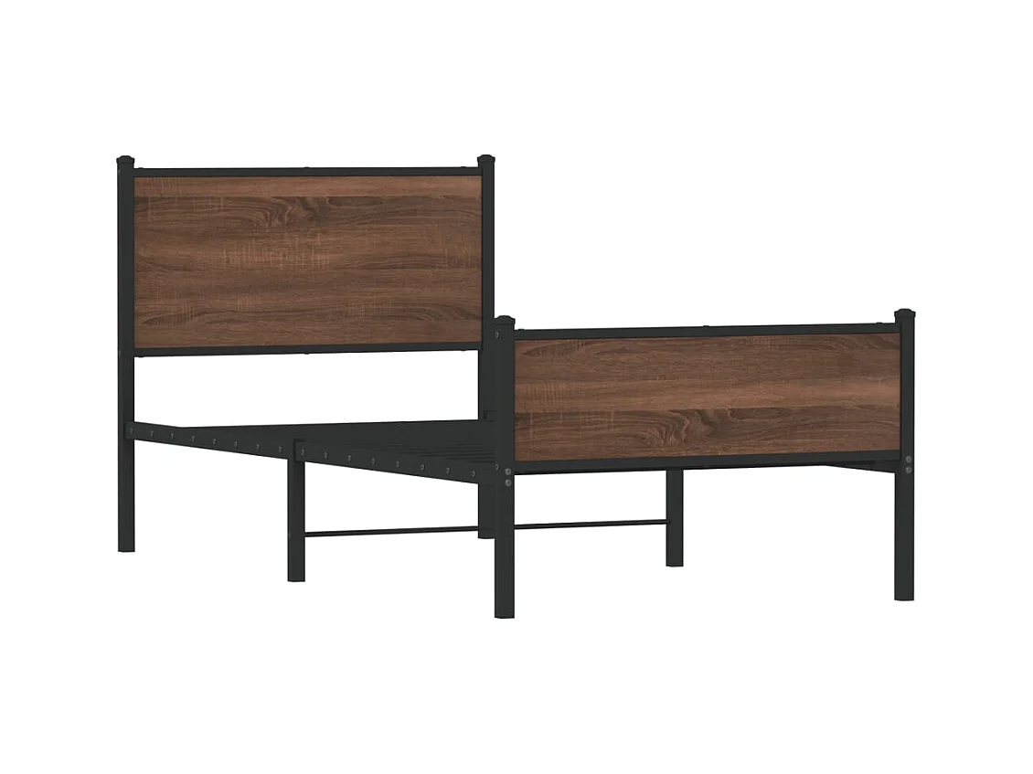 Cadre de lit en métal sans matelas chêne marron 80x200 cm