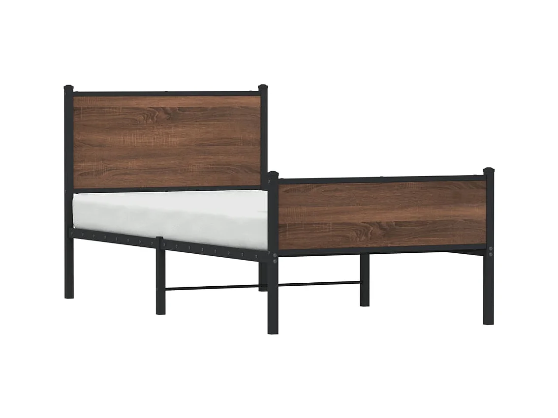Cadre de lit en métal sans matelas chêne marron 80x200 cm