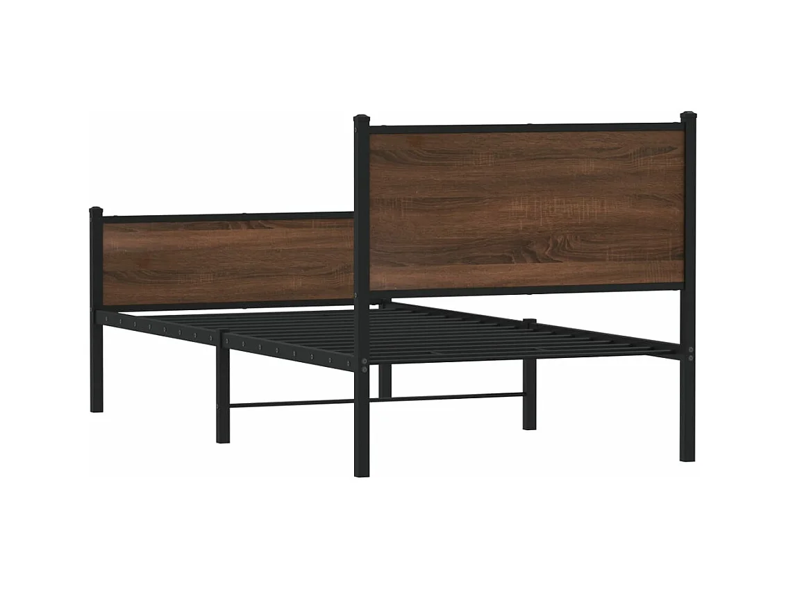 Cadre de lit en métal sans matelas chêne marron 80x200 cm
