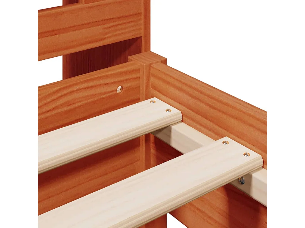 Lit bibliothèque sans matelas cire marron 90x200 cm pin massif