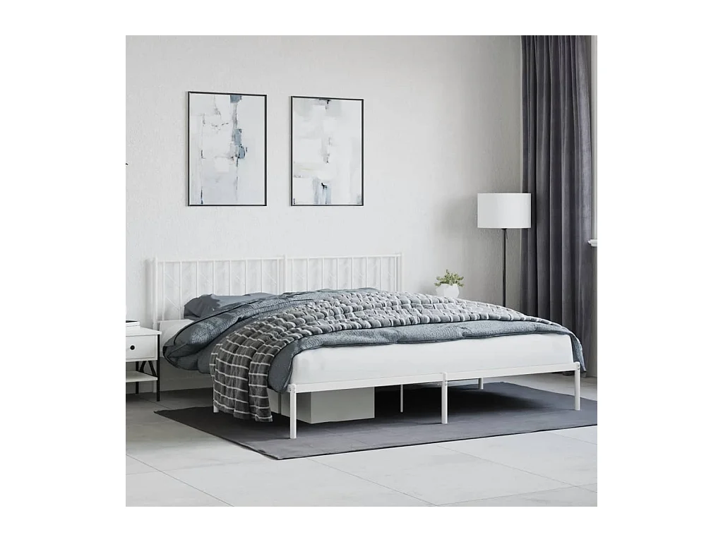 Giroletto con Testiera Metallo Bianco 193x203 cm