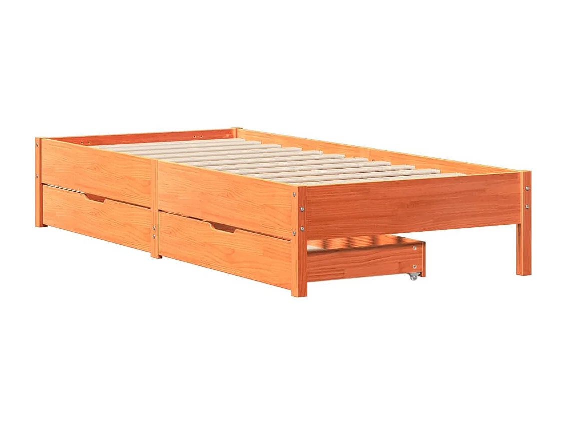 Letto senza Materasso Marrone Cera 75x190 cm in Legno di Pino