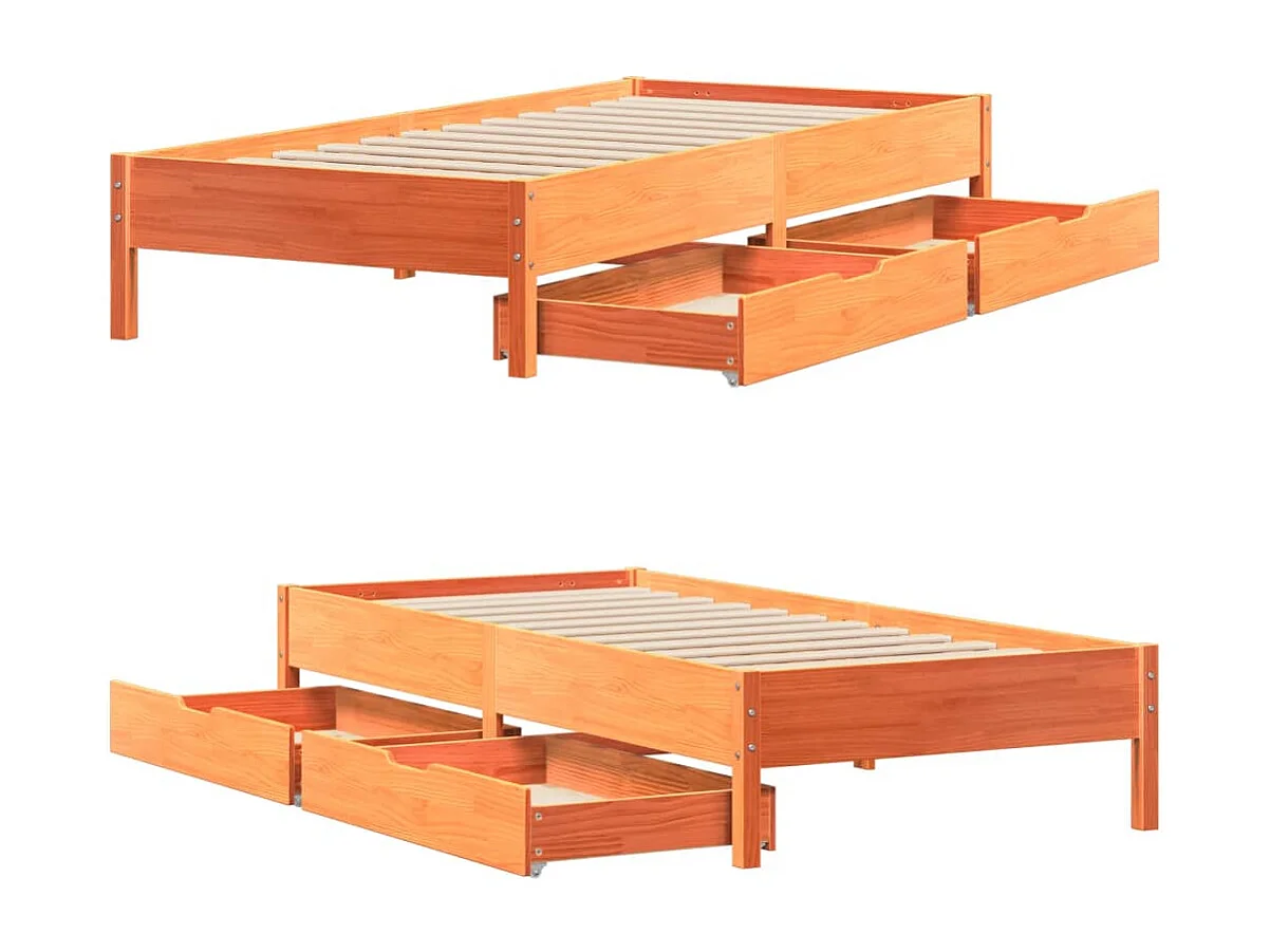 Letto senza Materasso Marrone Cera 75x190 cm in Legno di Pino