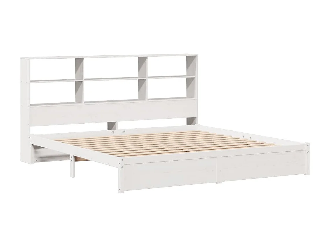 Lit bibliothèque sans matelas blanc 180x200 cm bois pin massif