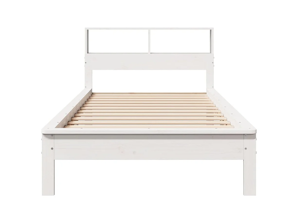 Lit bibliothèque sans matelas blanc 75x190cm bois de pin massif