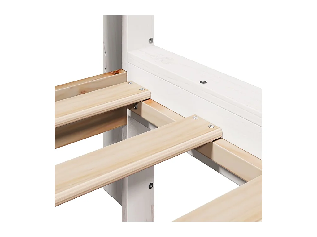 Lit bibliothèque sans matelas blanc 75x190cm bois de pin massif