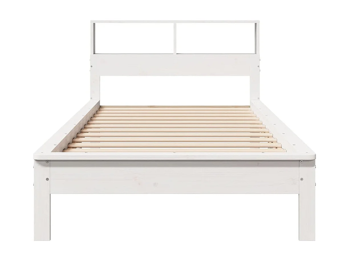 Bed met boekenkast zonder matras grenenhout wit 75x190 cm