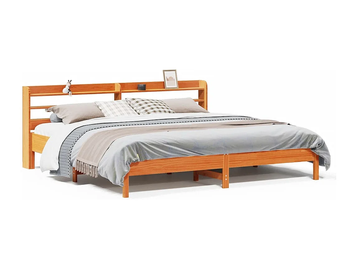 Cadre de lit sans matelas cire marron 180x200cm bois pin massif