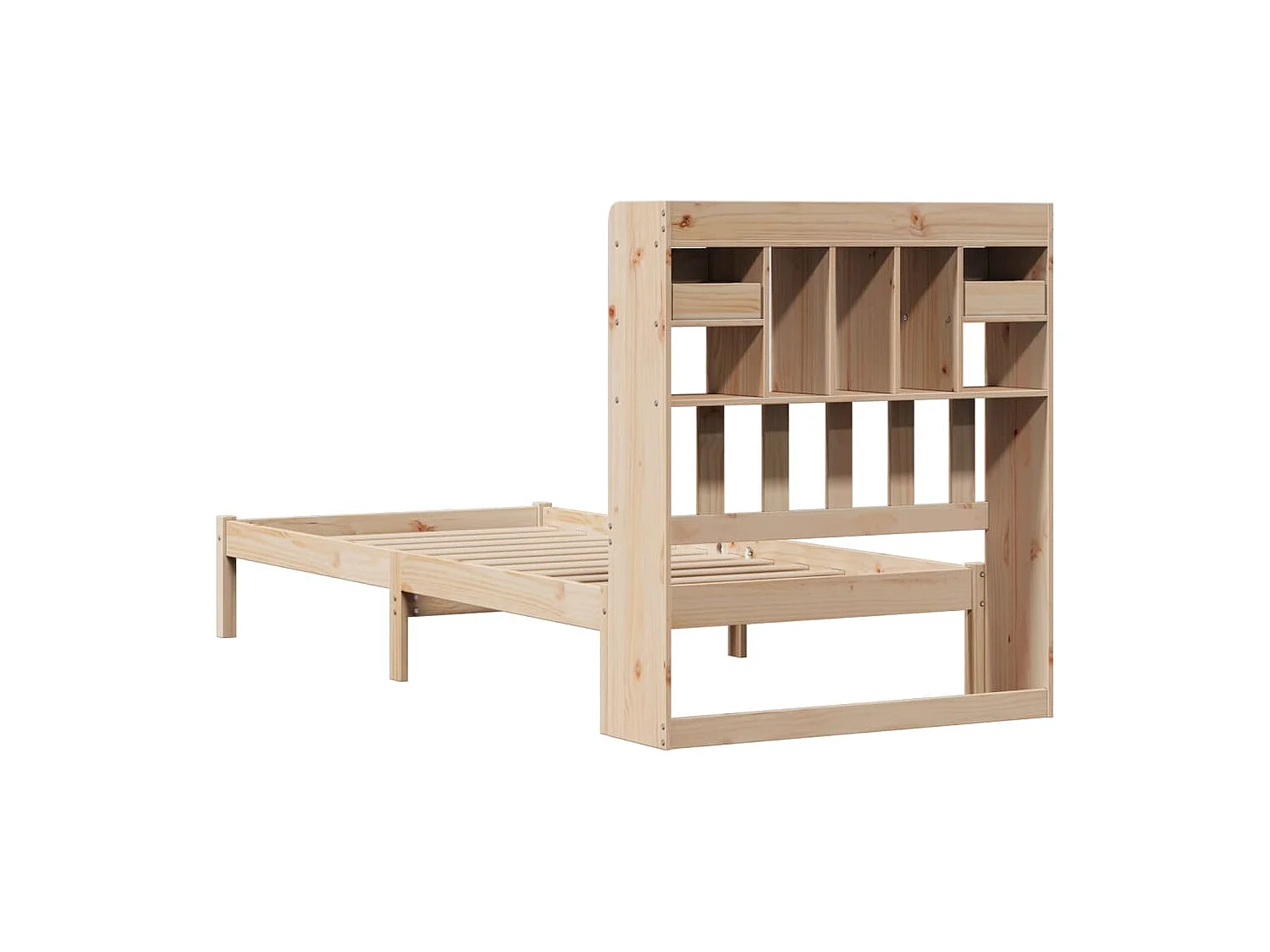 Letto Libreria senza Materasso 90x190 cm Legno Massello Pino