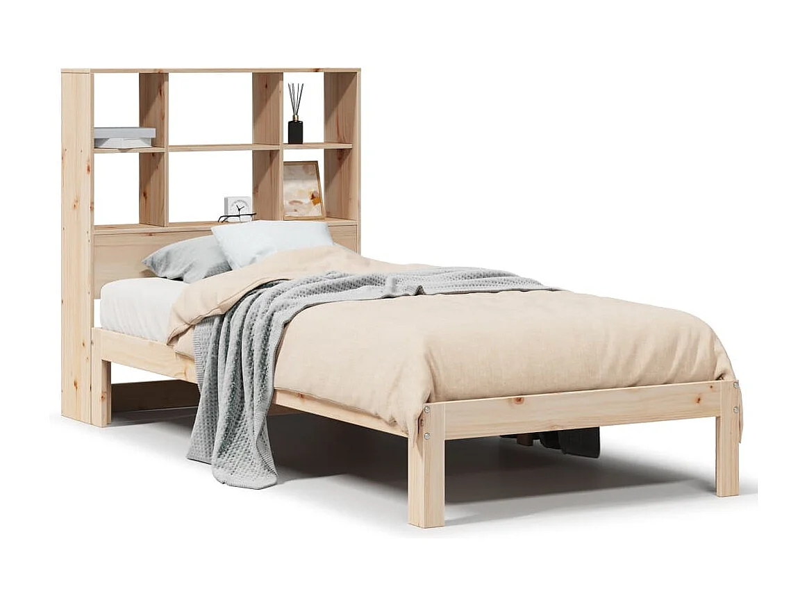 Lit bibliothèque sans matelas 90x200 cm bois de pin massif