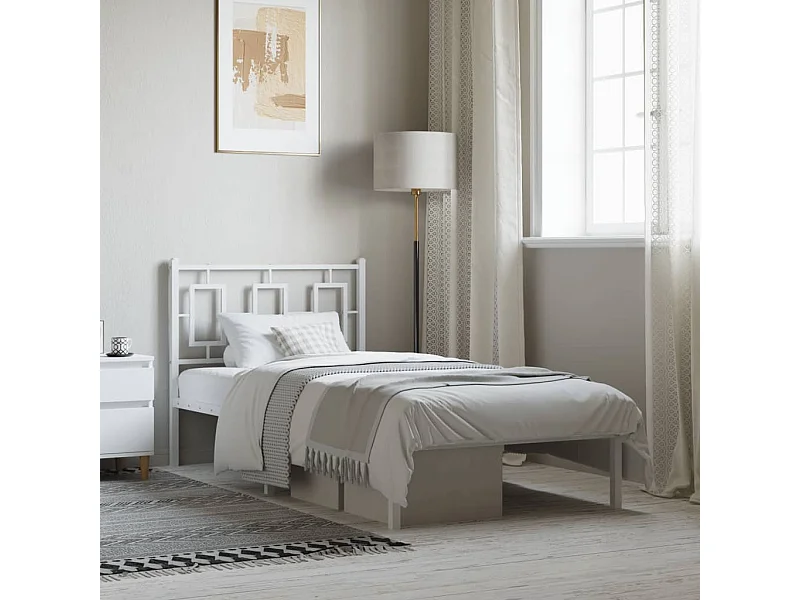 Giroletto con Testiera Metallo Bianco 90x200 cm