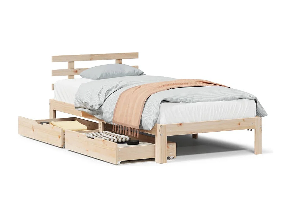 Giroletto con Cassetti 75x190 cm in Legno Massello di Pino