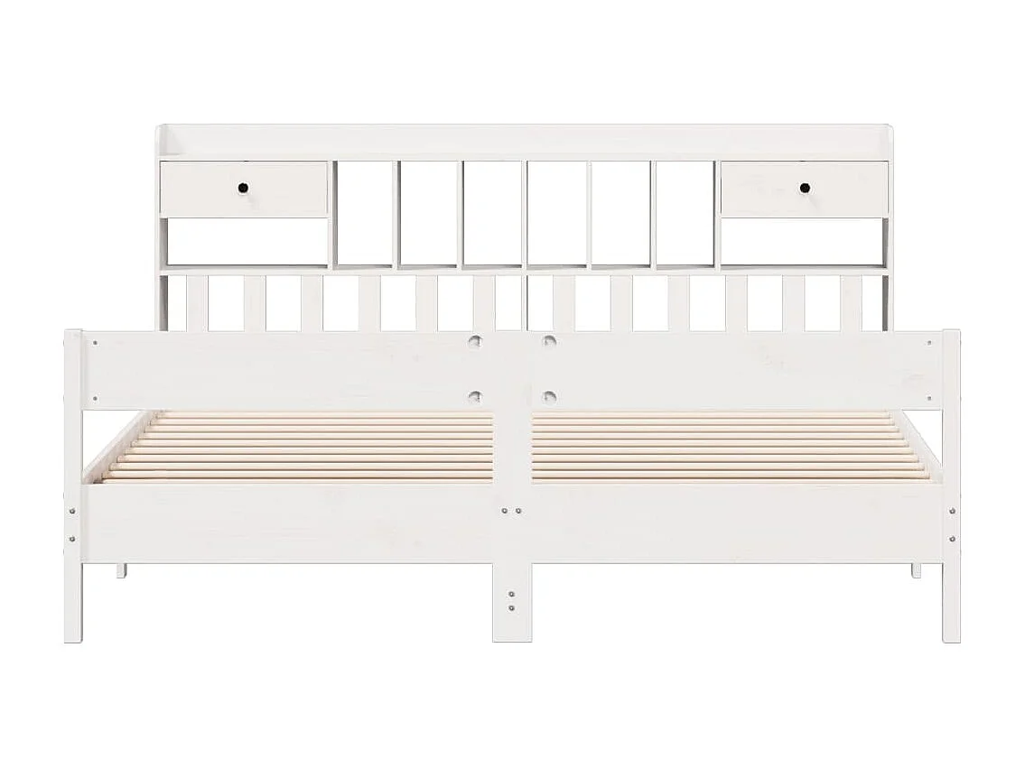 Cama com estante sem colchão 200x200 cm pinho maciço branco