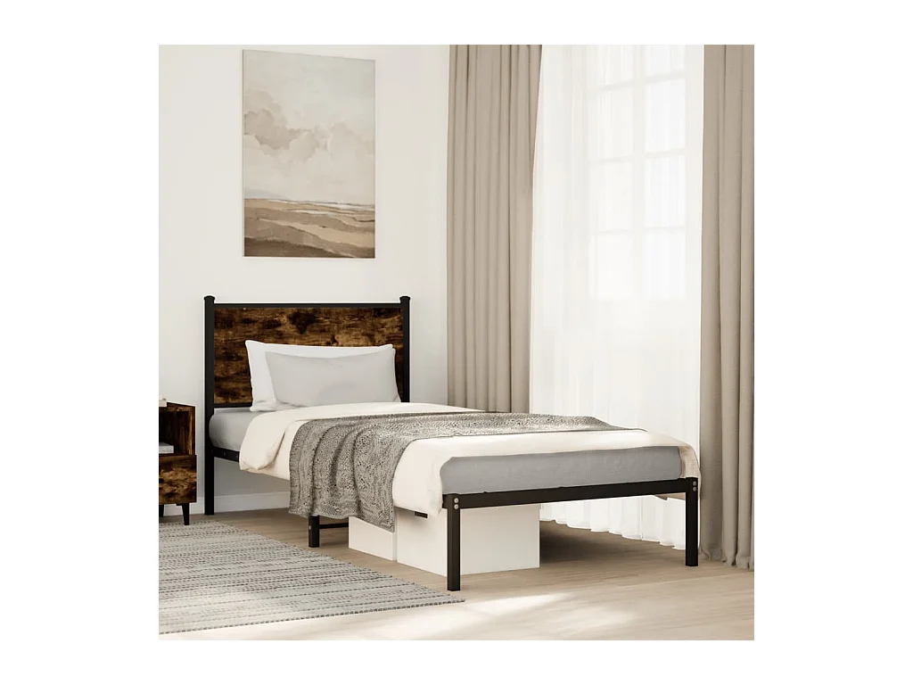 Giroletto senza Materaso in Metallo Rovere Fumo 90x190 cm