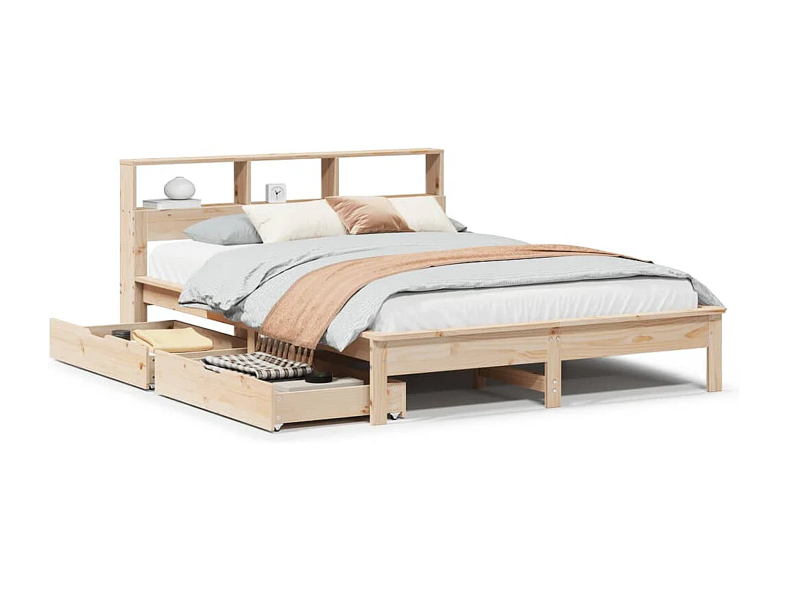 Letto Libreria senza Materasso 120x190cm Legno Massello di Pino