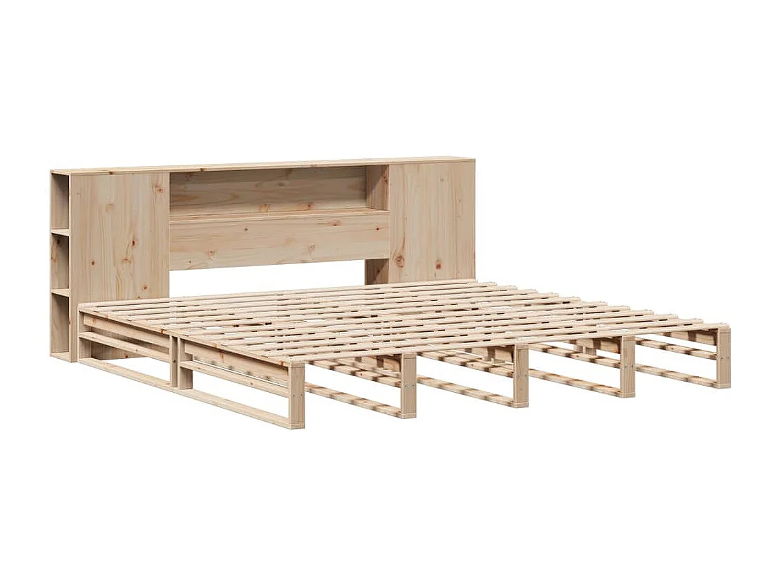 Lit bibliothèque sans matelas 180x200 cm bois massif