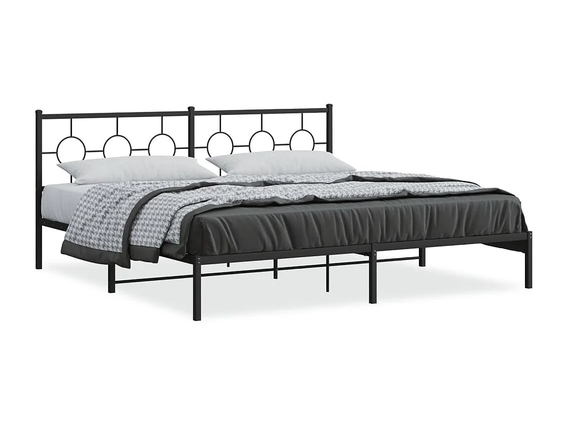 Cadre de lit métal sans matelas avec tête de lit noir 193x203cm