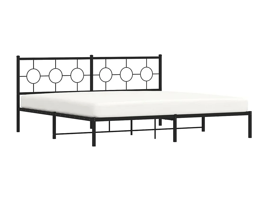 Cadre de lit métal sans matelas avec tête de lit noir 193x203cm