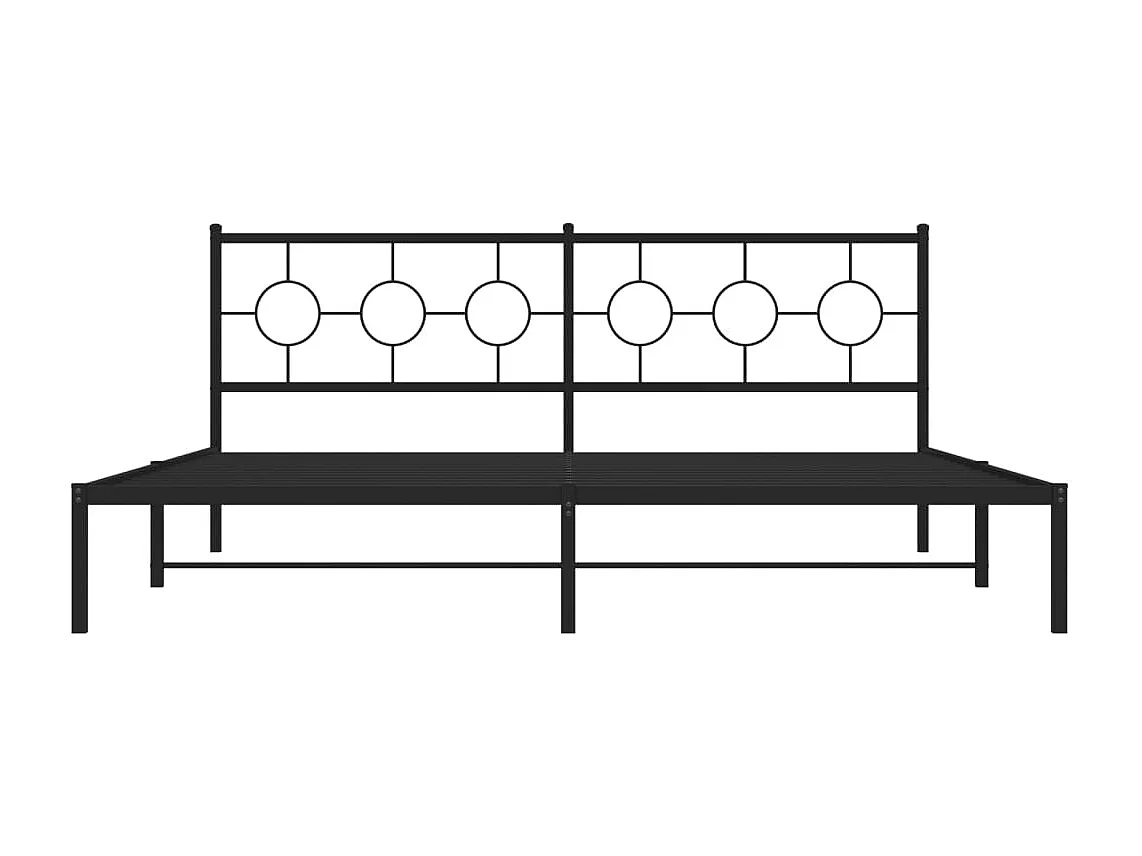Cadre de lit métal sans matelas avec tête de lit noir 193x203cm