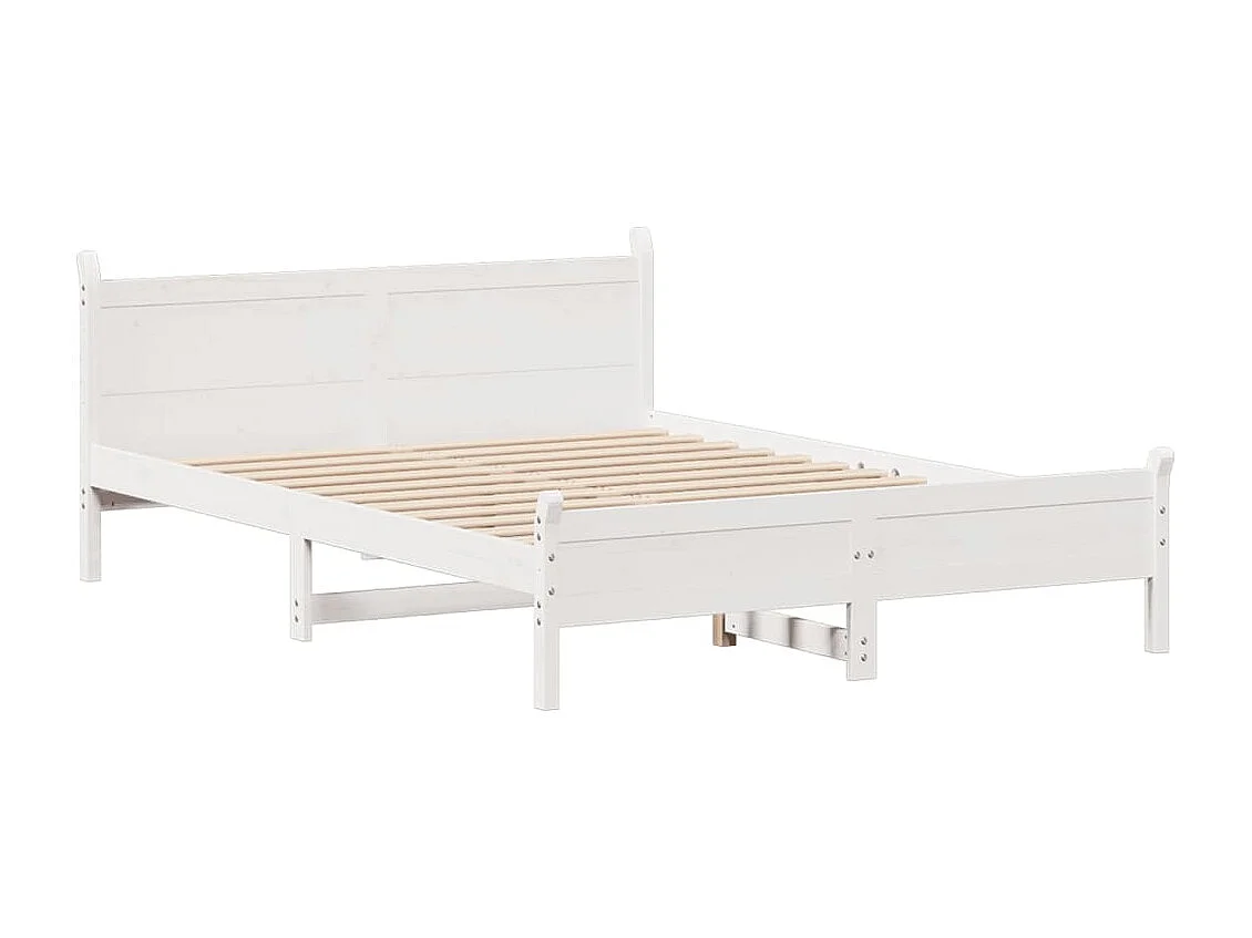 Cadre de lit sans matelas blanc 135x190 cm bois de pin massif