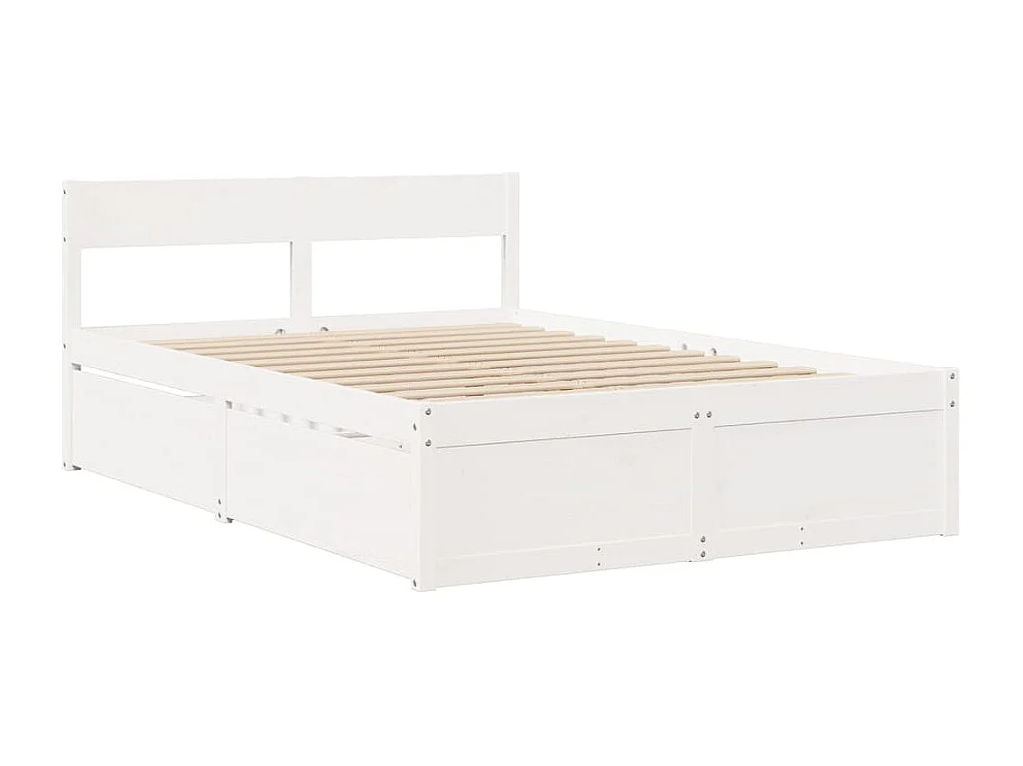 Cadre de lit sans matelas blanc 120x190 cm bois de pin massif