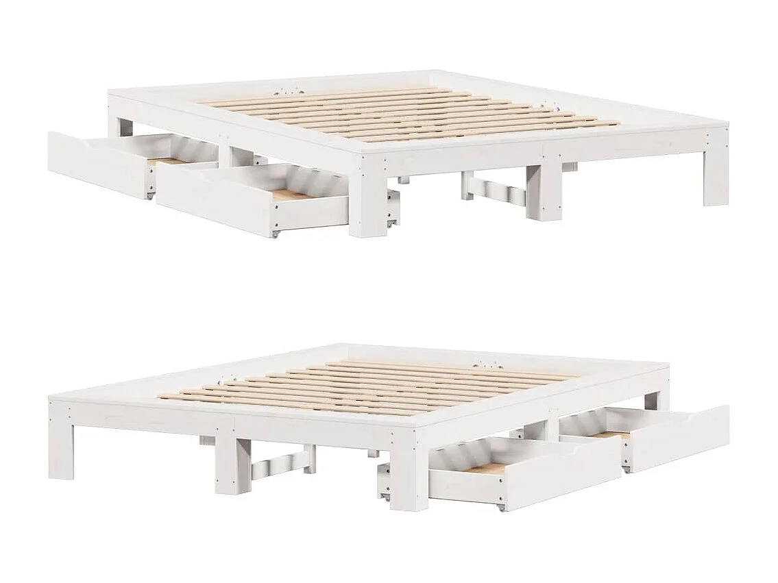 Letto senza Materasso Bianco 150x200 cm Legno Massello di Pino