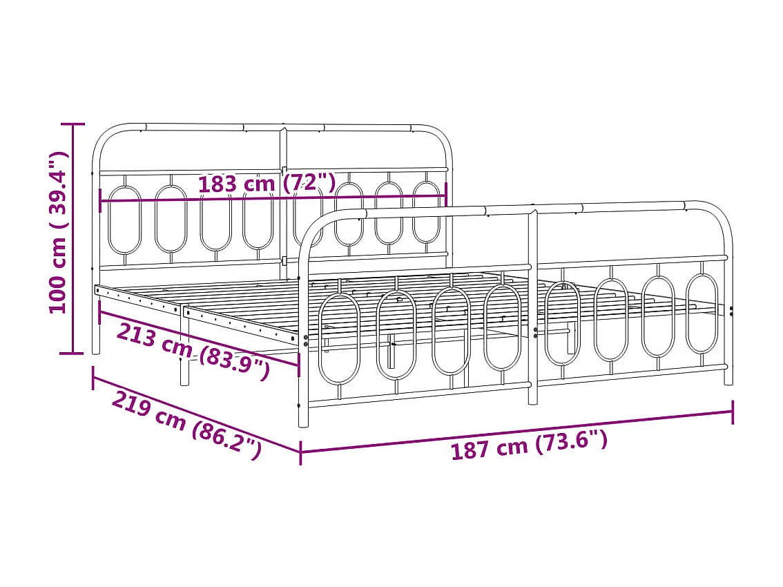 Estructura cama sin colchón con estribo metal blanco 183x213 cm