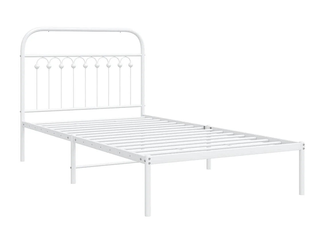 Cadre de lit métal sans matelas et tête de lit blanc 100x190 cm