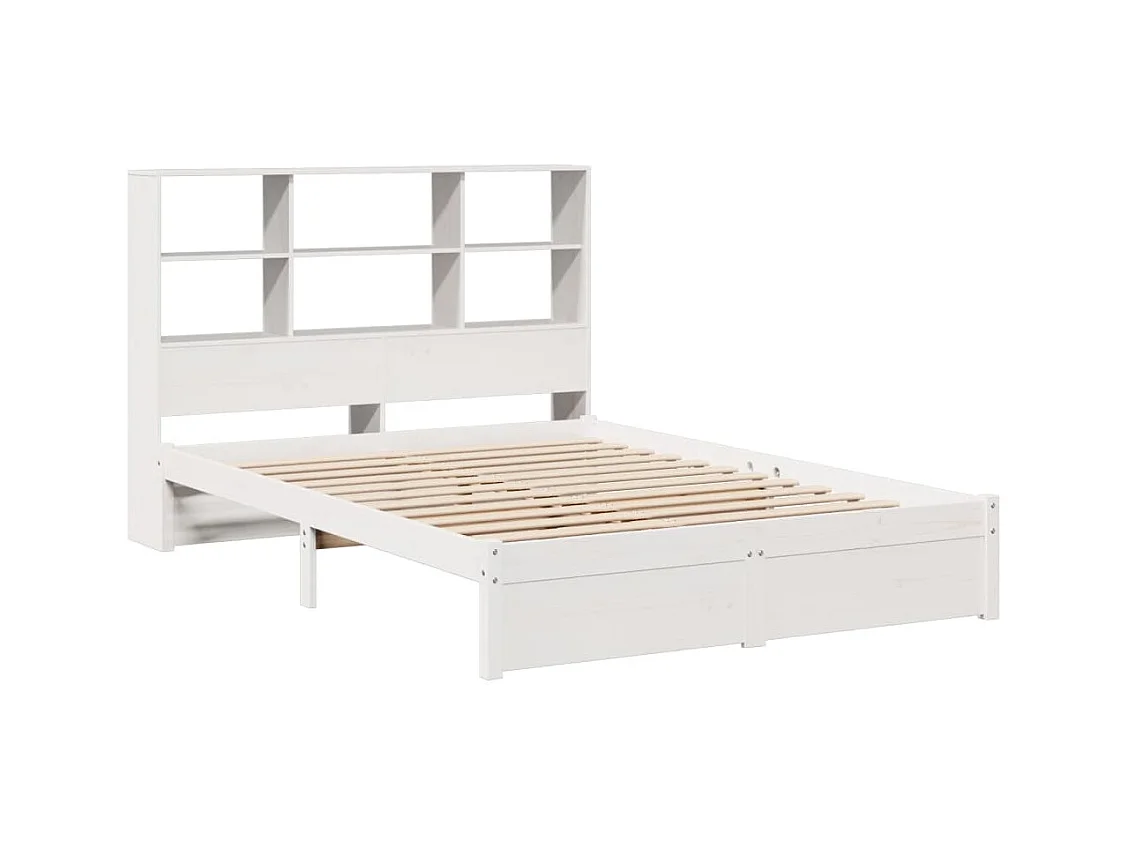 Lit bibliothèque sans matelas blanc 120x200 cm bois pin massif