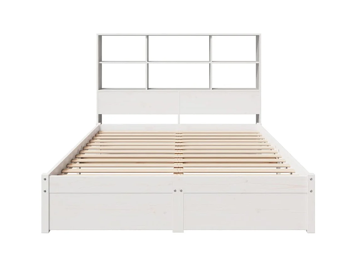 Lit bibliothèque sans matelas blanc 120x200 cm bois pin massif