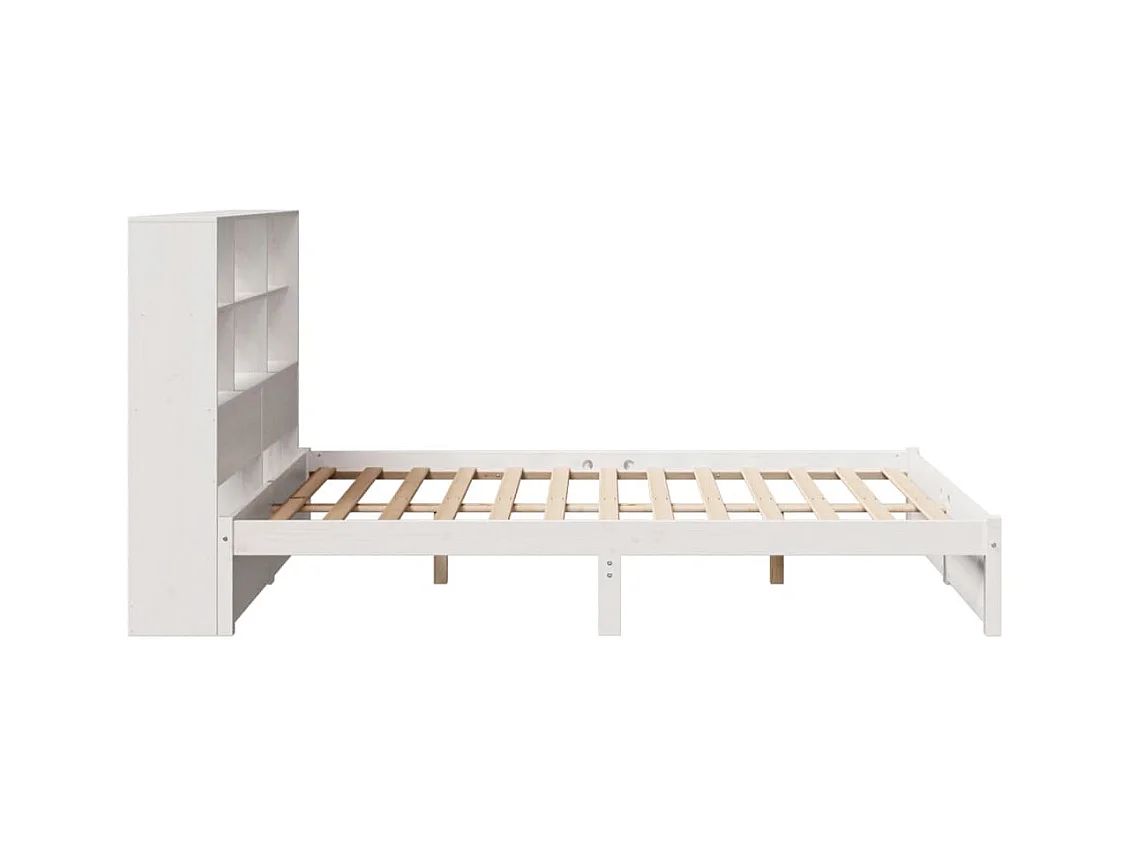 Lit bibliothèque sans matelas blanc 120x200 cm bois pin massif