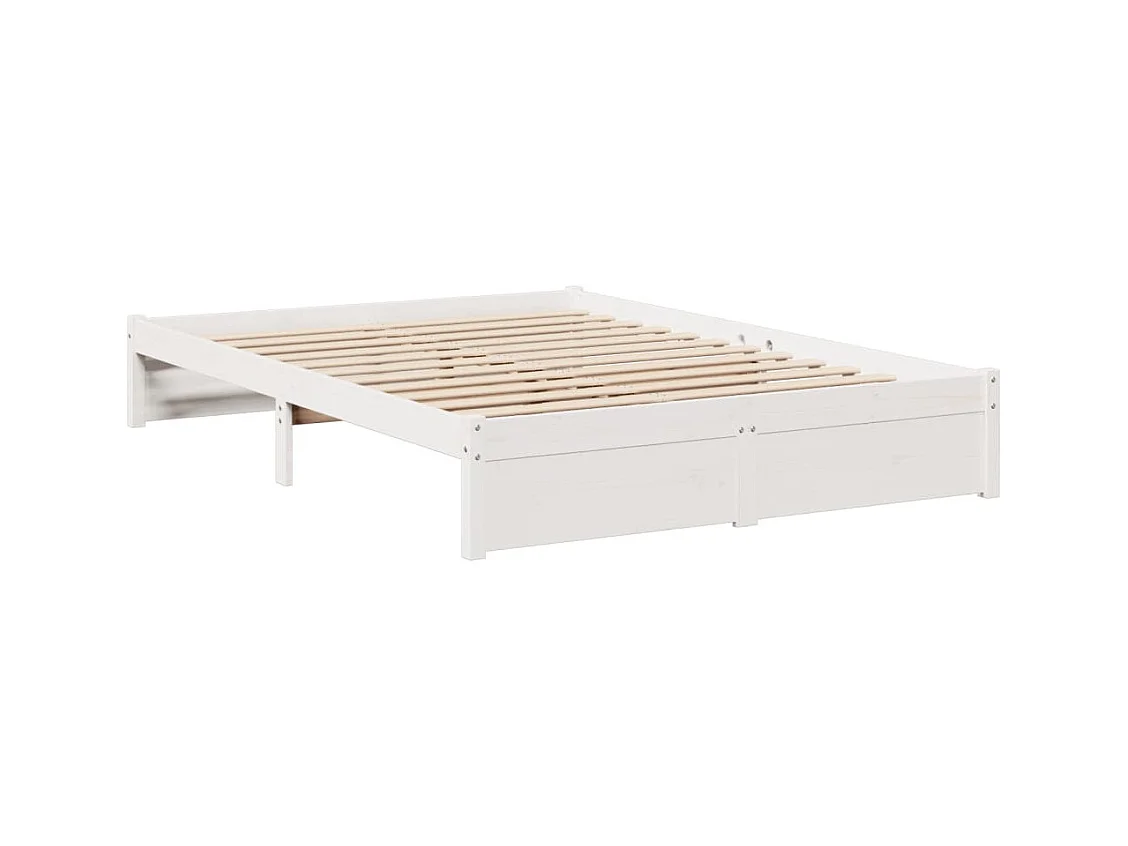 Lit bibliothèque sans matelas blanc 120x200 cm bois pin massif