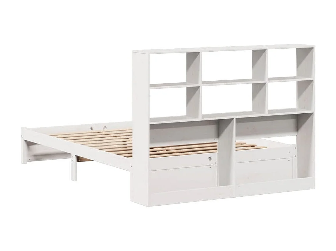 Lit bibliothèque sans matelas blanc 120x200 cm bois pin massif