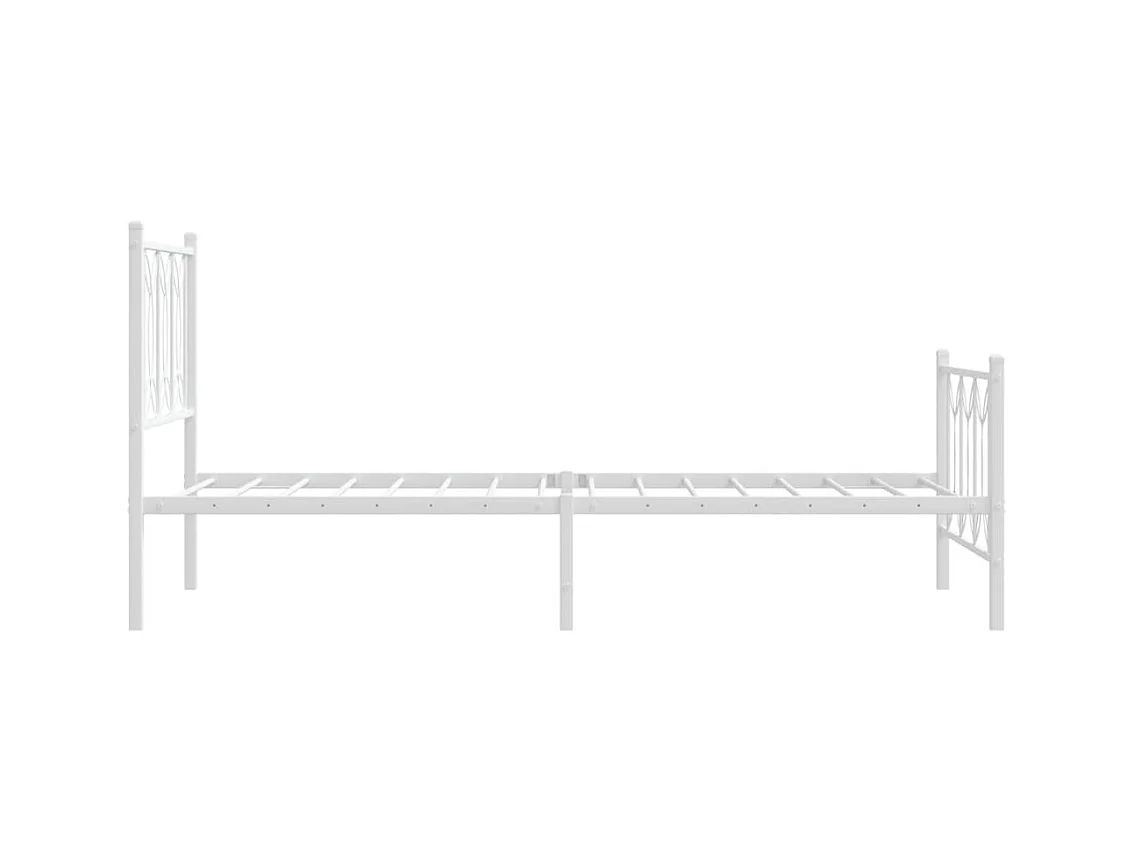 Cadre de lit métal sans matelas avec pied de lit blanc 90x190cm