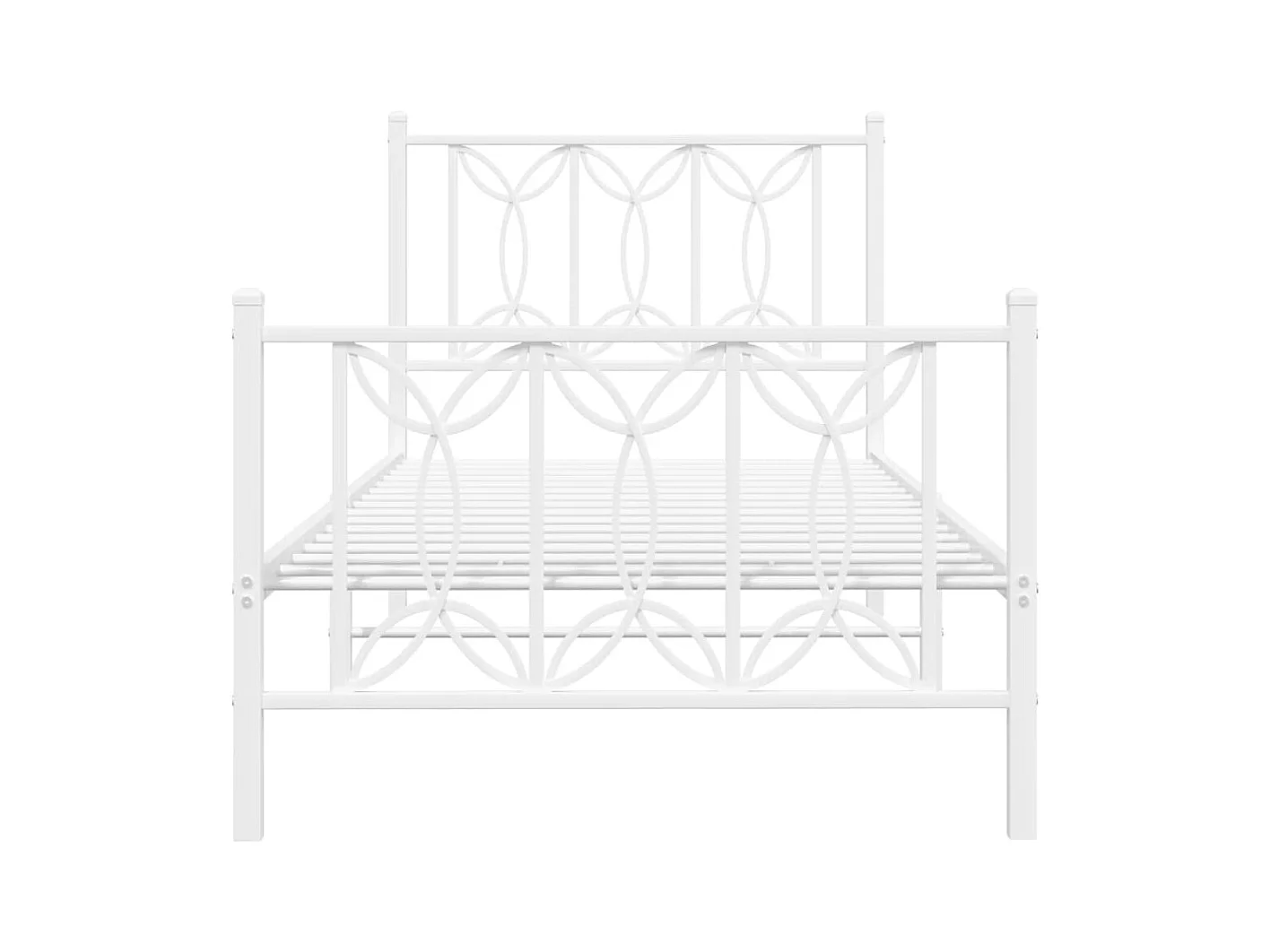 Cadre de lit métal sans matelas avec pied de lit blanc 90x190cm