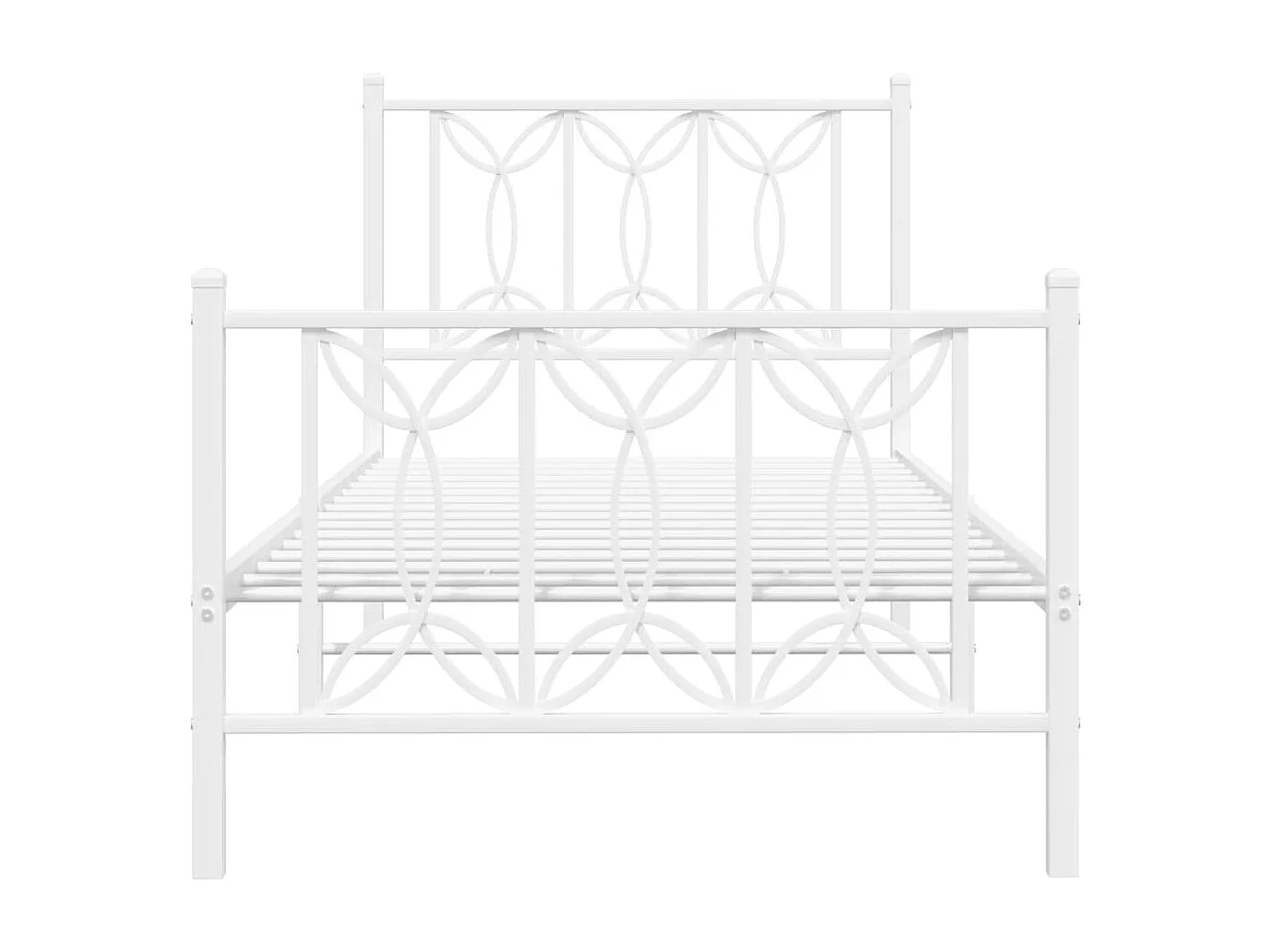 Cadre de lit métal sans matelas avec pied de lit blanc 90x190cm