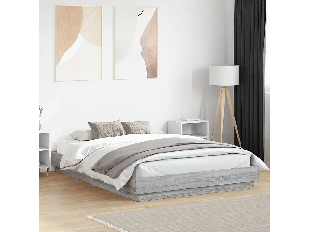 Cadre de lit sans matelas sonoma gris 120x200 cm